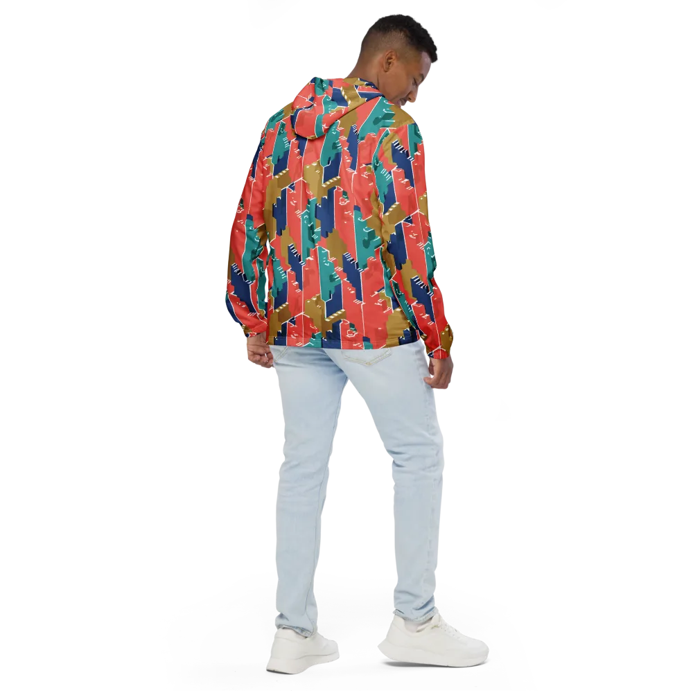 Coral Skyline on Men's Windbreaker — Back