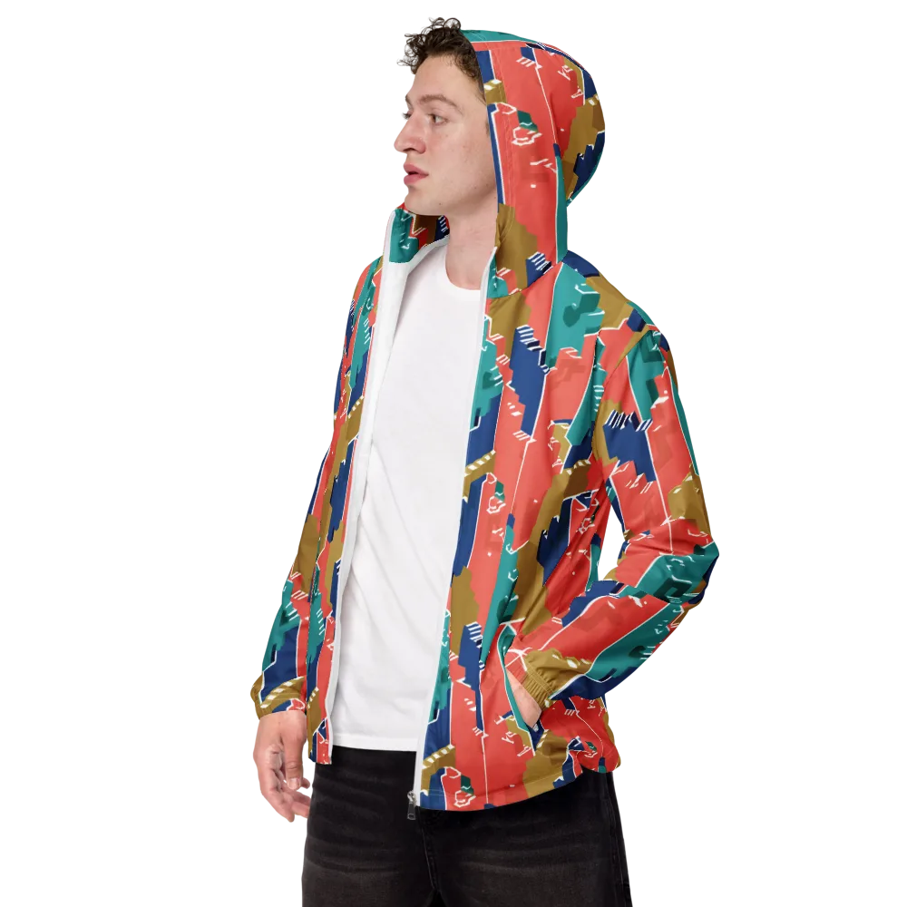 Coral Skyline on Men's Windbreaker — Left Front