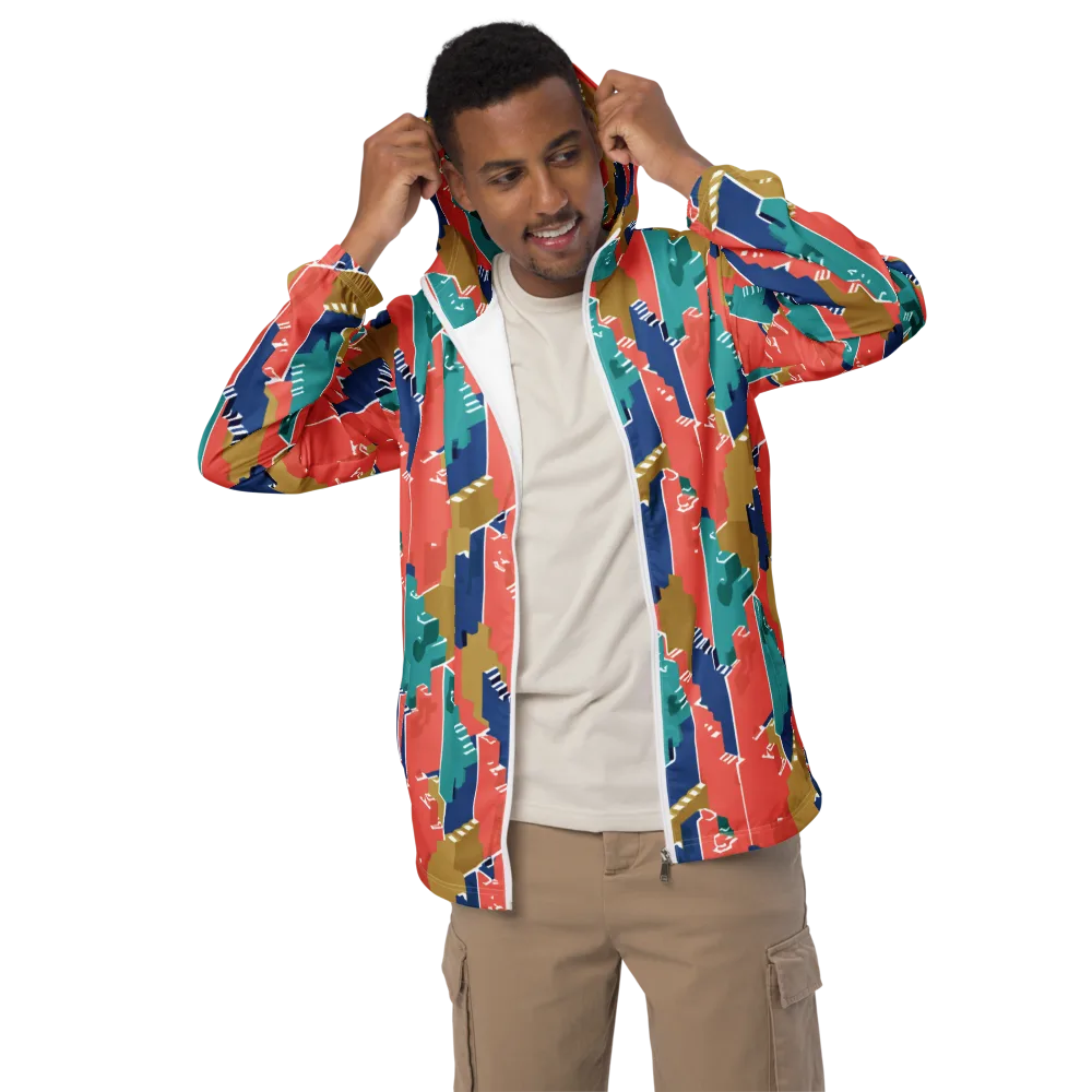 Coral Skyline on Men's Windbreaker — Front