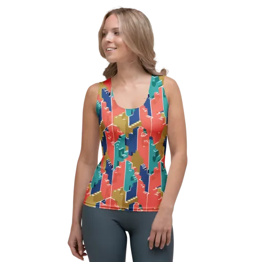 Coral Skyline on a Women's Tank Top