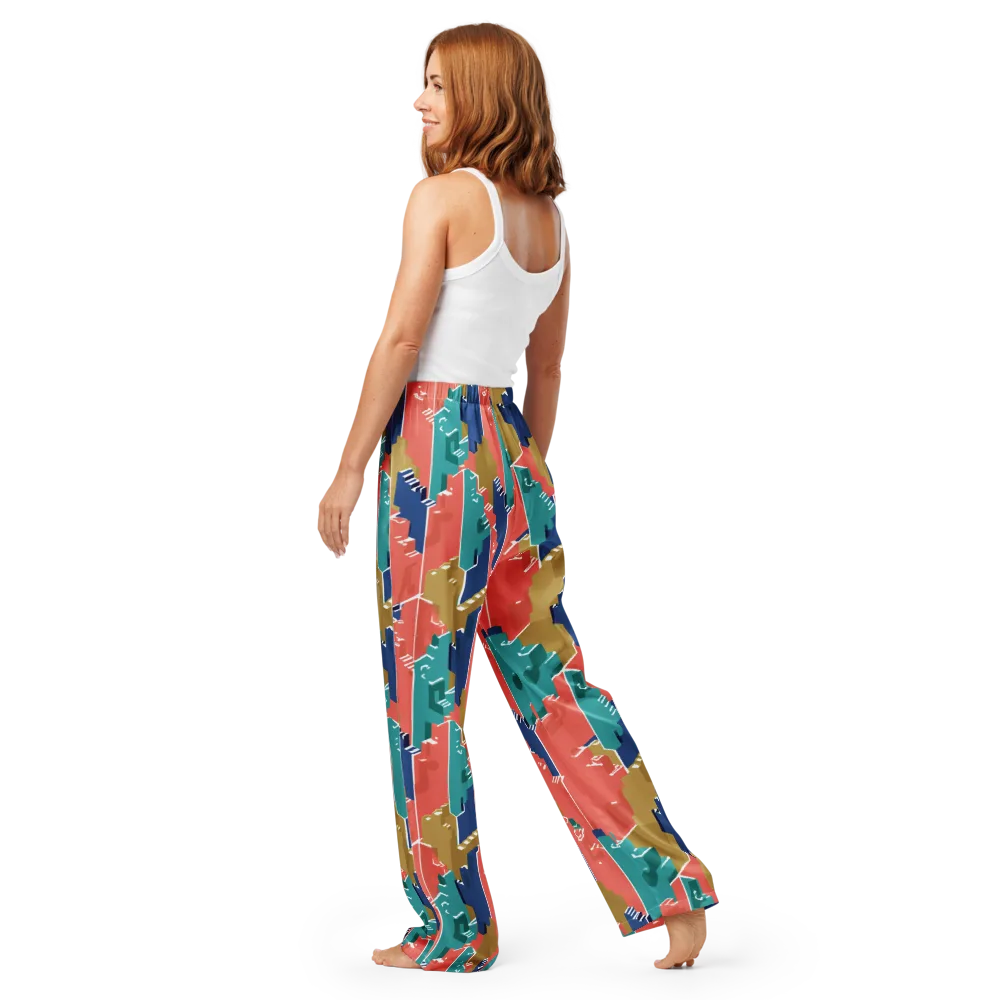 Coral Skyline on Women's Pajama Pants — Back