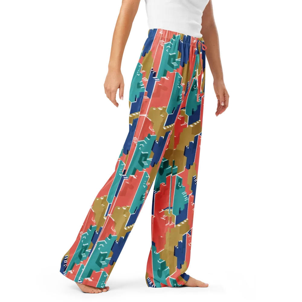 Coral Skyline on Women's Pajama Pants — Right Front