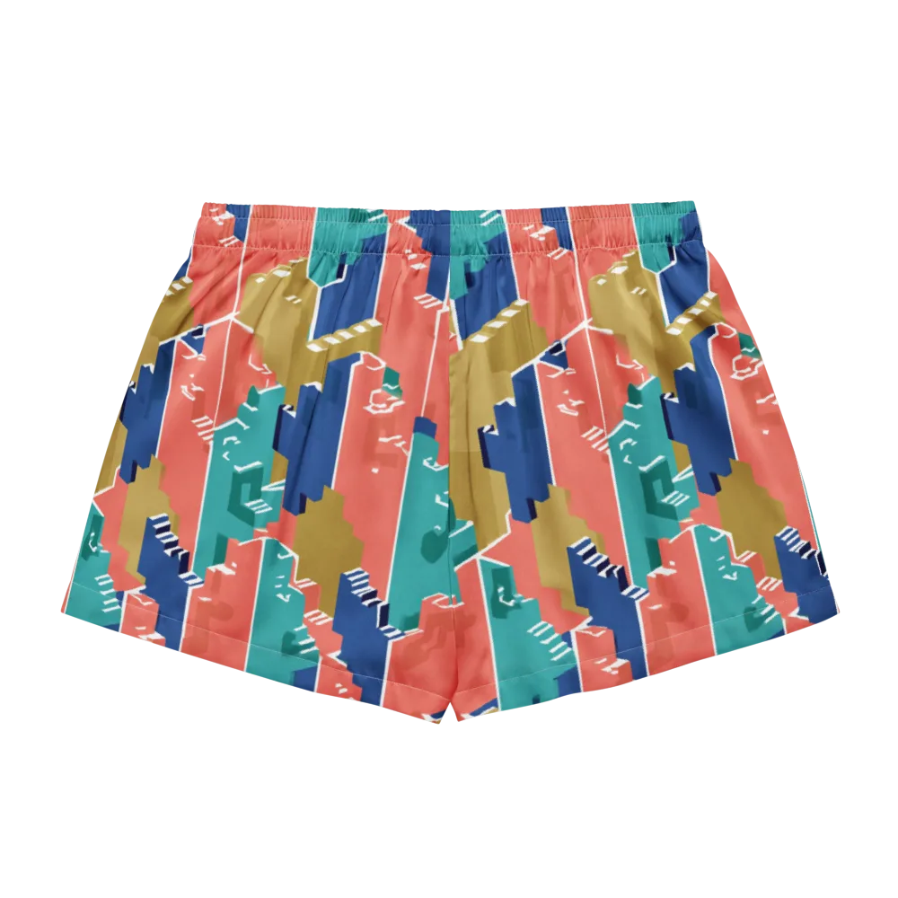 Coral Skyline on Women's Pajama Shorts — Back