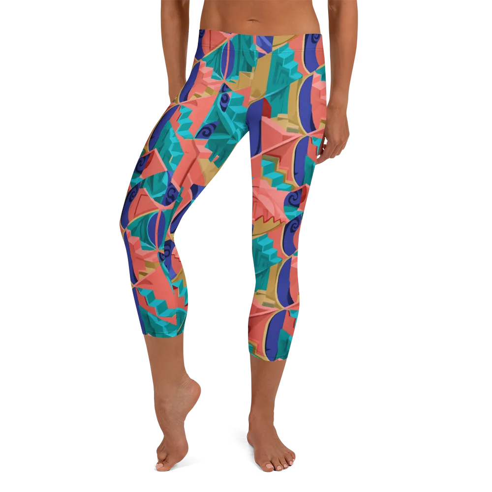 Chromatic Stairwell on Capri Leggings — Front