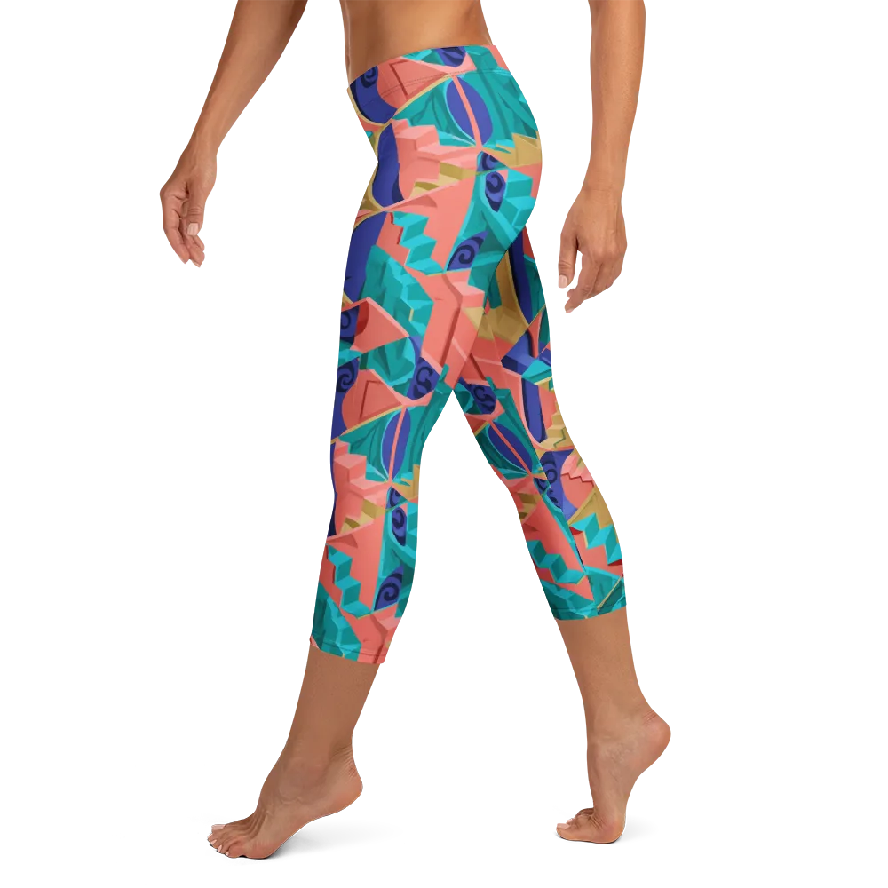 Chromatic Stairwell on Capri Leggings — Left