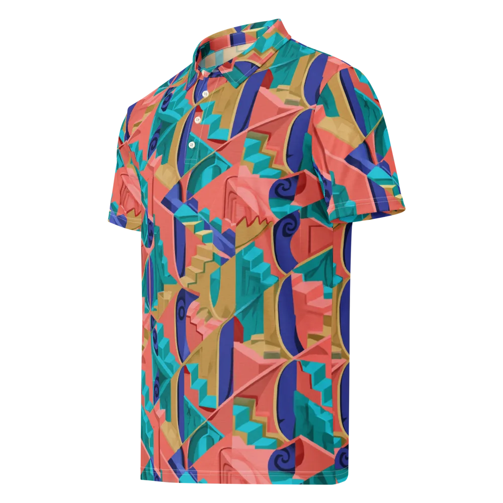 Chromatic Stairwell on Men's Slim Fit Polo Shirt — Left Front