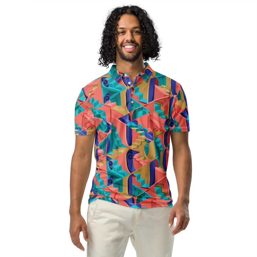 Chromatic Stairwell on Men's Slim Fit Polo Shirt — Front