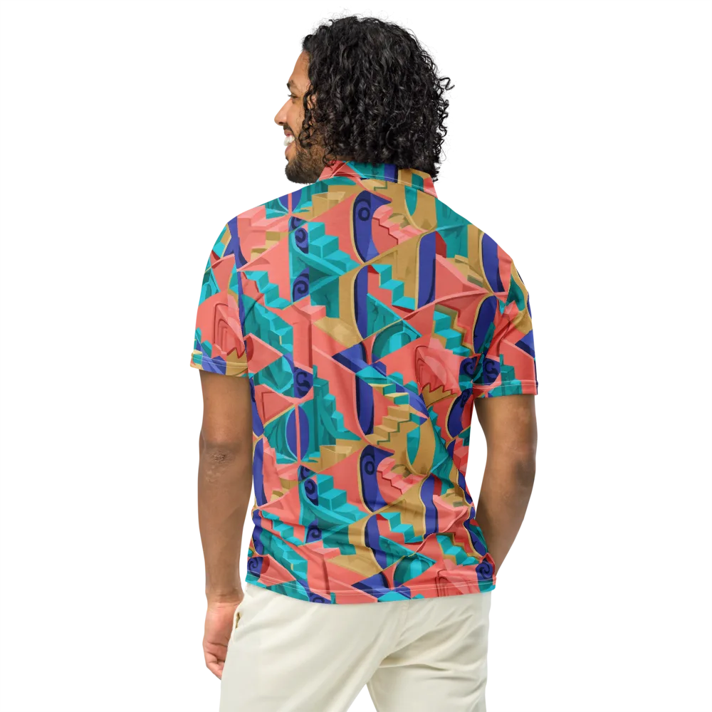 Chromatic Stairwell on Men's Slim Fit Polo Shirt — Back