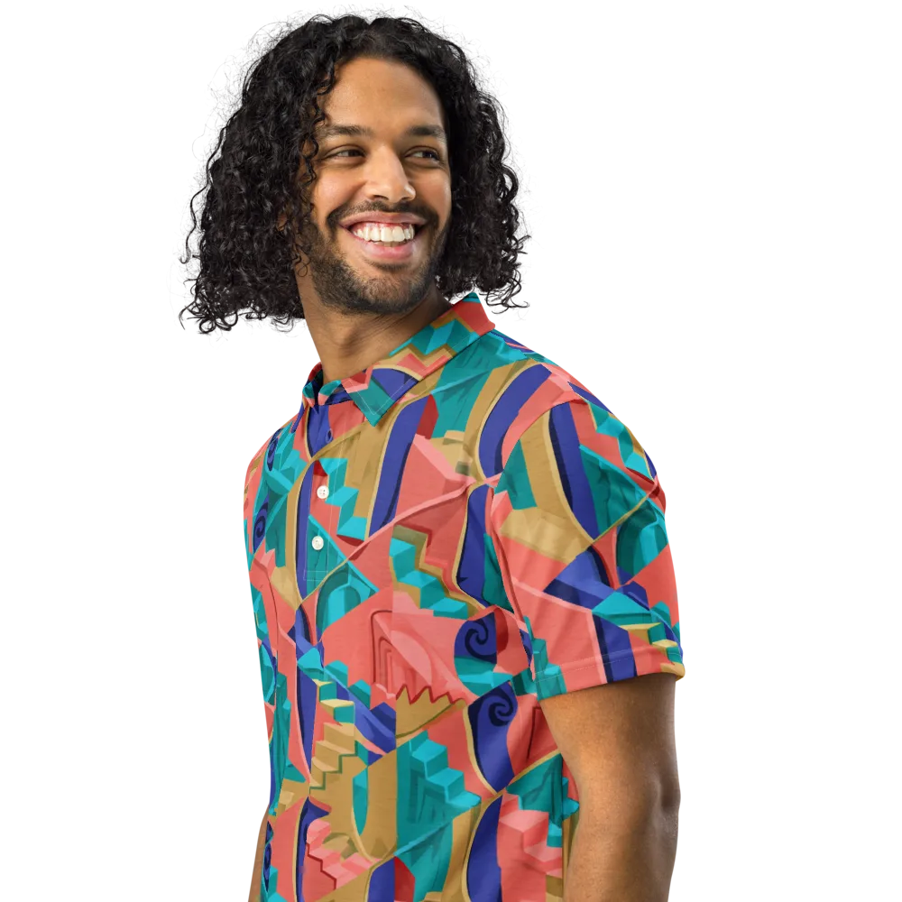 Chromatic Stairwell on Men's Slim Fit Polo Shirt — Left Front