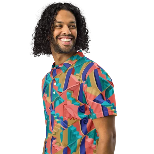 Chromatic Stairwell on a Men's Slim Fit Polo Shirt