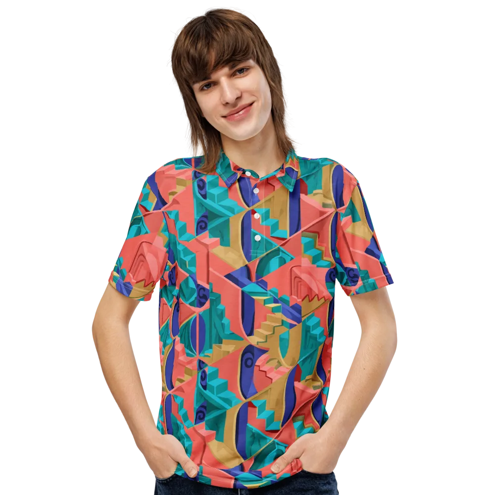 Chromatic Stairwell on Men's Slim Fit Polo Shirt — Front