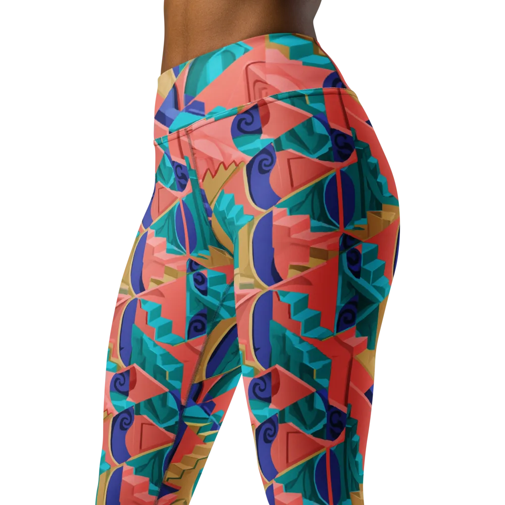Chromatic Stairwell on Yoga Leggings — Left Front