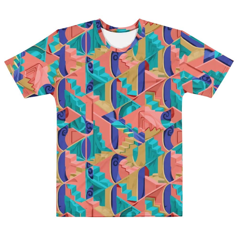 Chromatic Stairwell on Men's Cotton Crew Neck T-Shirt — Front