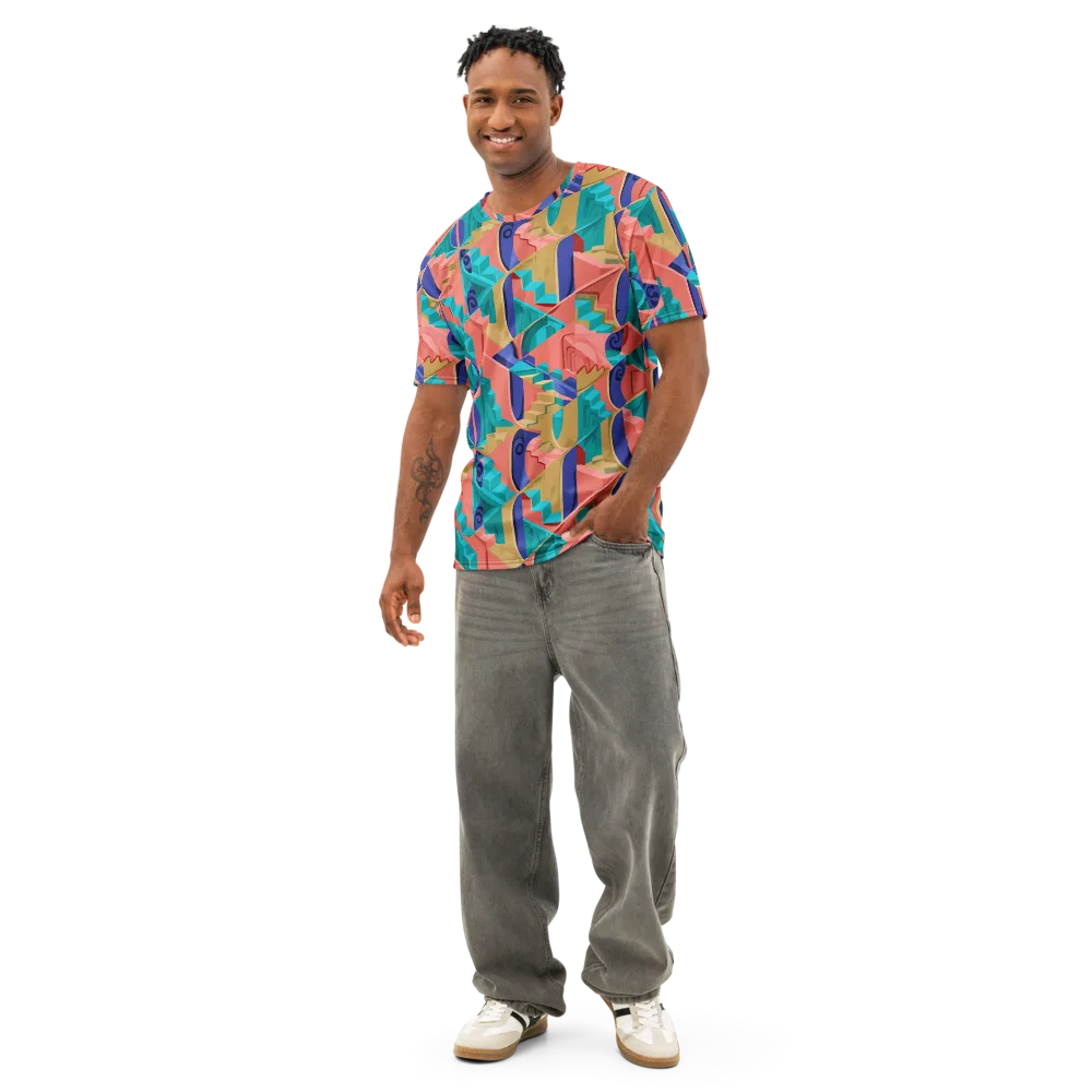 Chromatic Stairwell on Men's Cotton Crew Neck T-Shirt — Front