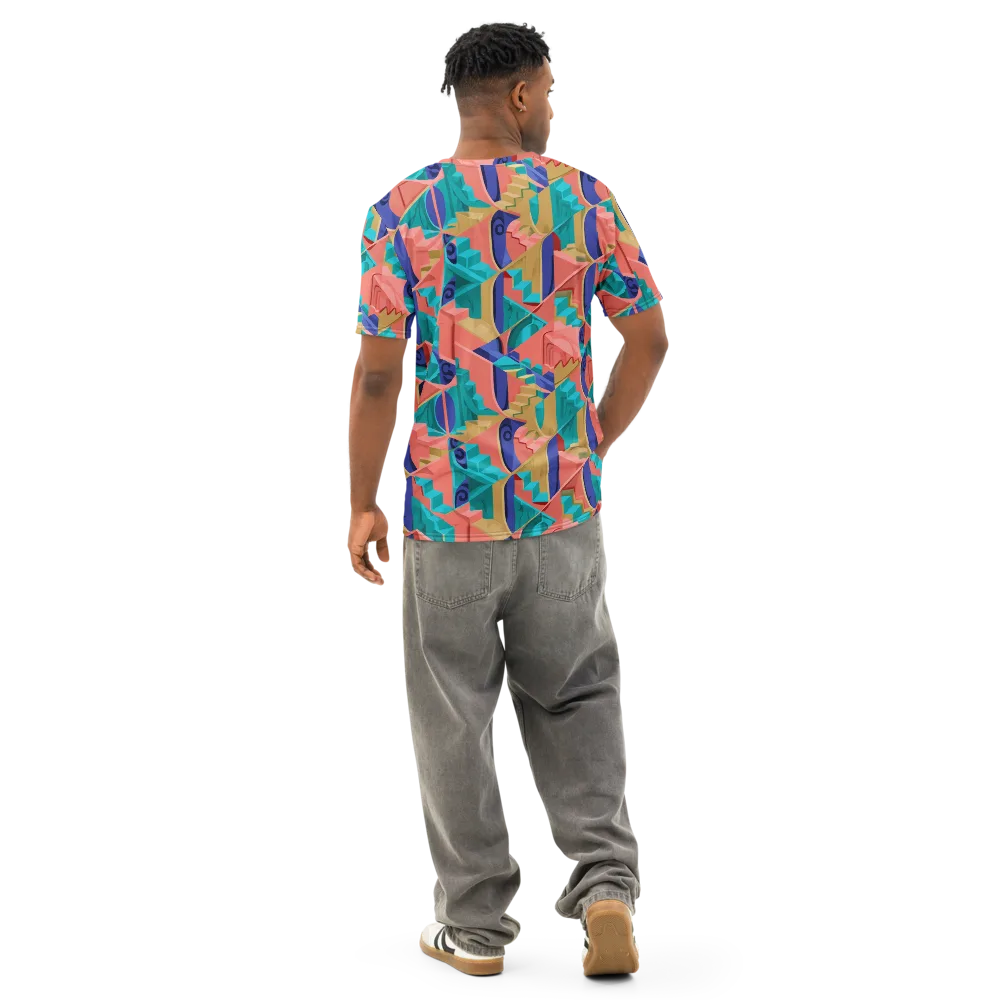 Chromatic Stairwell on Men's Cotton Crew Neck T-Shirt — Back