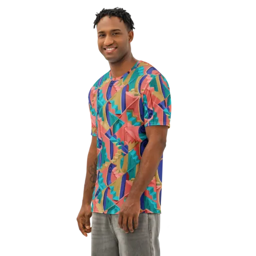 Chromatic Stairwell on a Men's Cotton Crew Neck T-Shirt