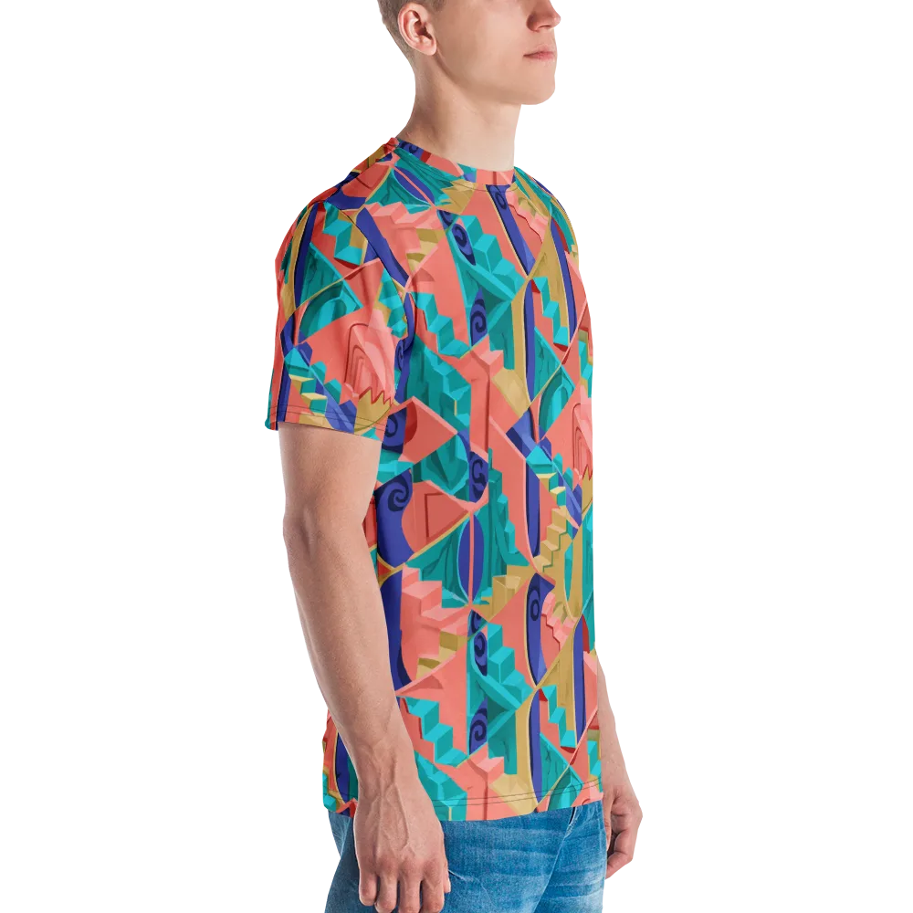 Chromatic Stairwell on Men's Crew Neck T-Shirt — Right