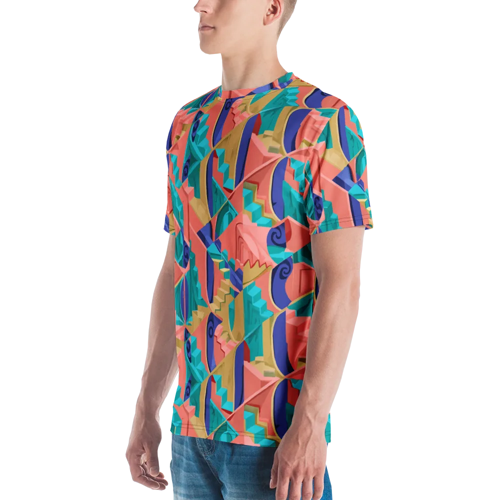 Chromatic Stairwell on Men's Crew Neck T-Shirt — Left