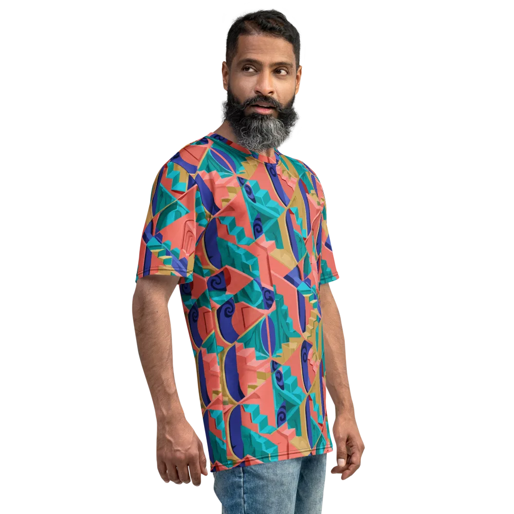 Chromatic Stairwell on Men's Crew Neck T-Shirt — Right