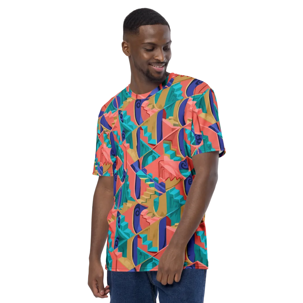 Chromatic Stairwell on Men's Crew Neck T-Shirt — Left
