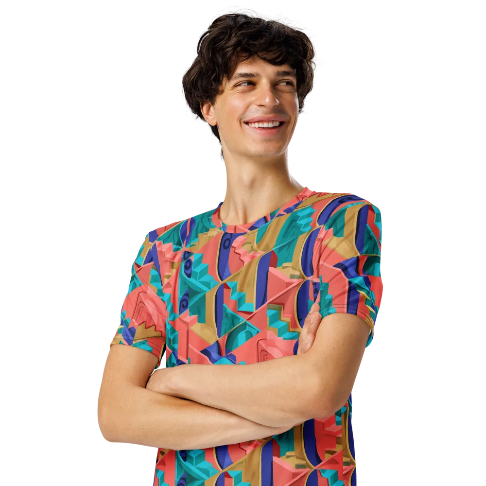 Chromatic Stairwell on Men's Crew Neck T-Shirt — Left Front