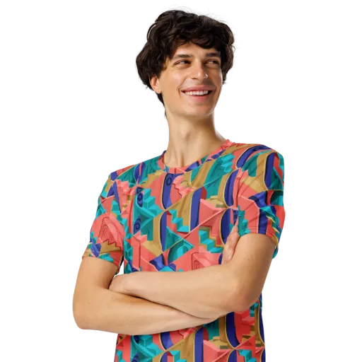 Chromatic Stairwell on a Men's Crew Neck T-Shirt
