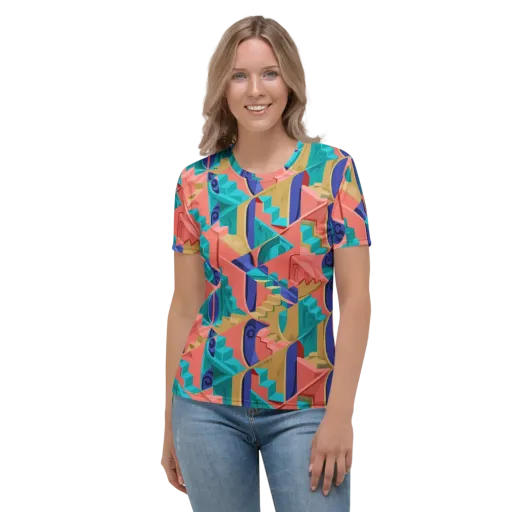 Chromatic Stairwell on a Women's Crew Neck T-Shirt