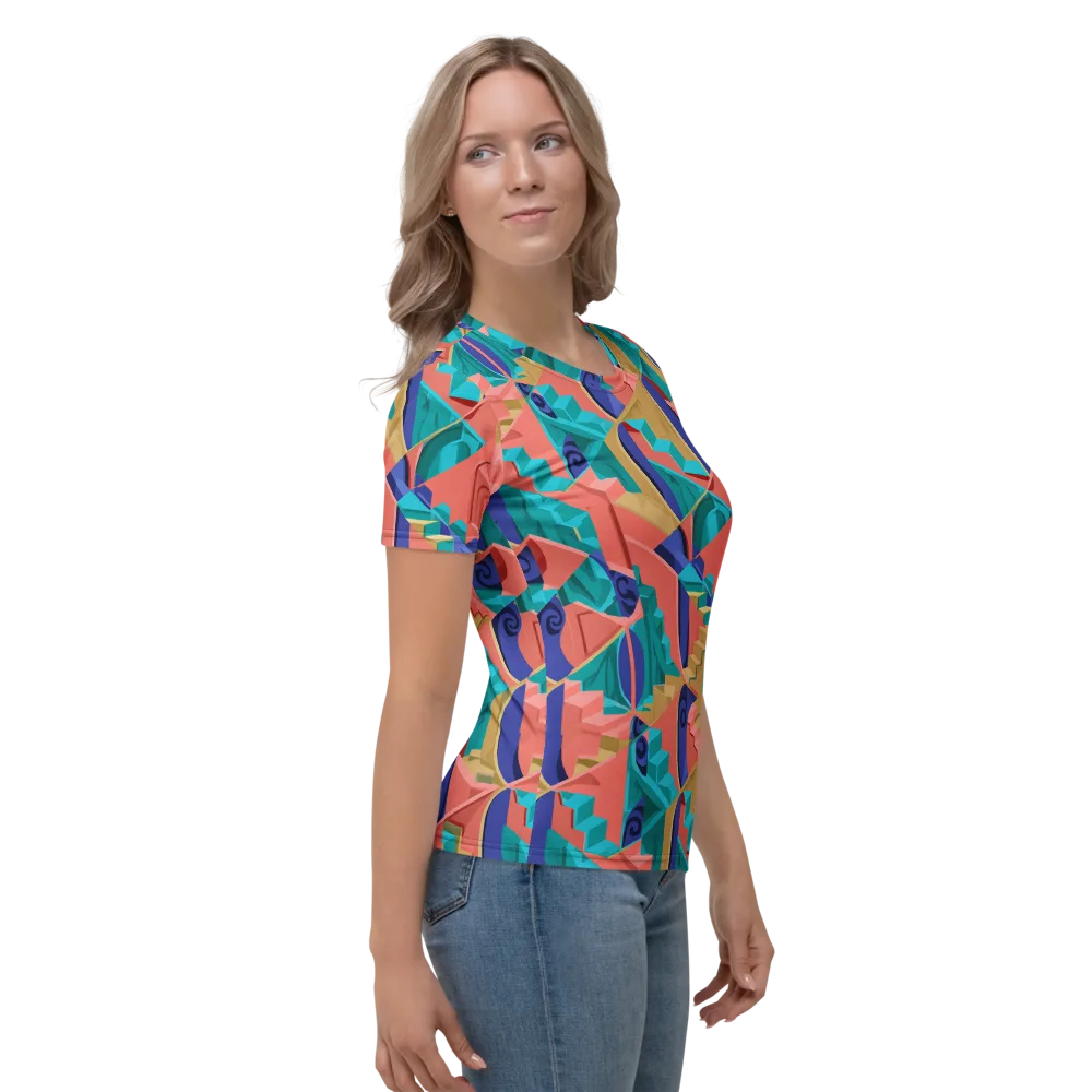 Chromatic Stairwell on Women's Crew Neck T-Shirt — Right