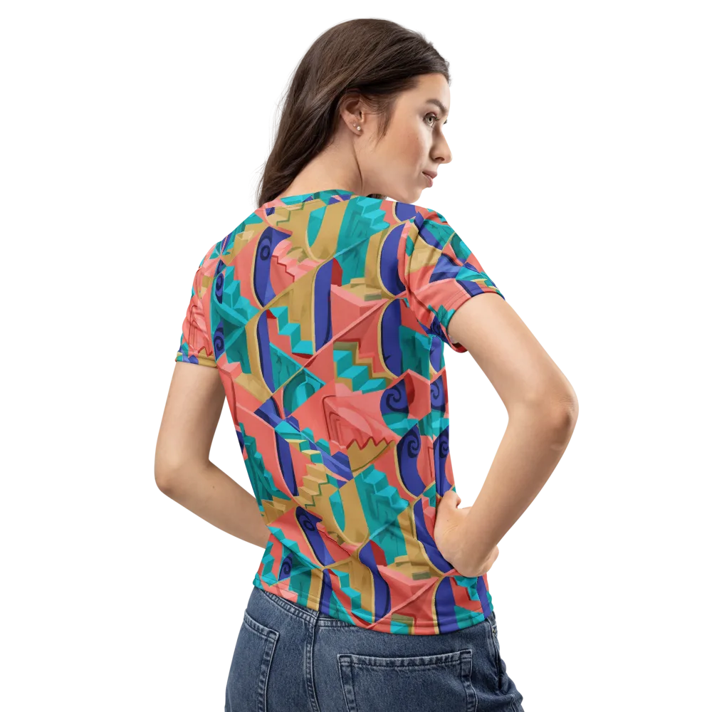 Chromatic Stairwell on Women's Crew Neck T-Shirt — Back