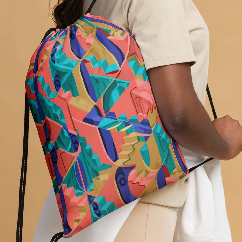 Chromatic Stairwell on Drawstring Bag — Front