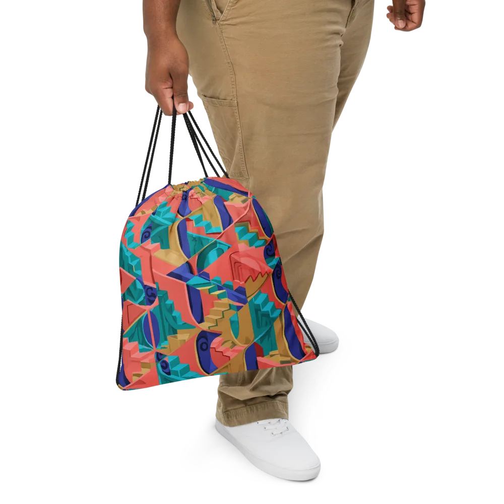 Chromatic Stairwell on Drawstring Bag — Front