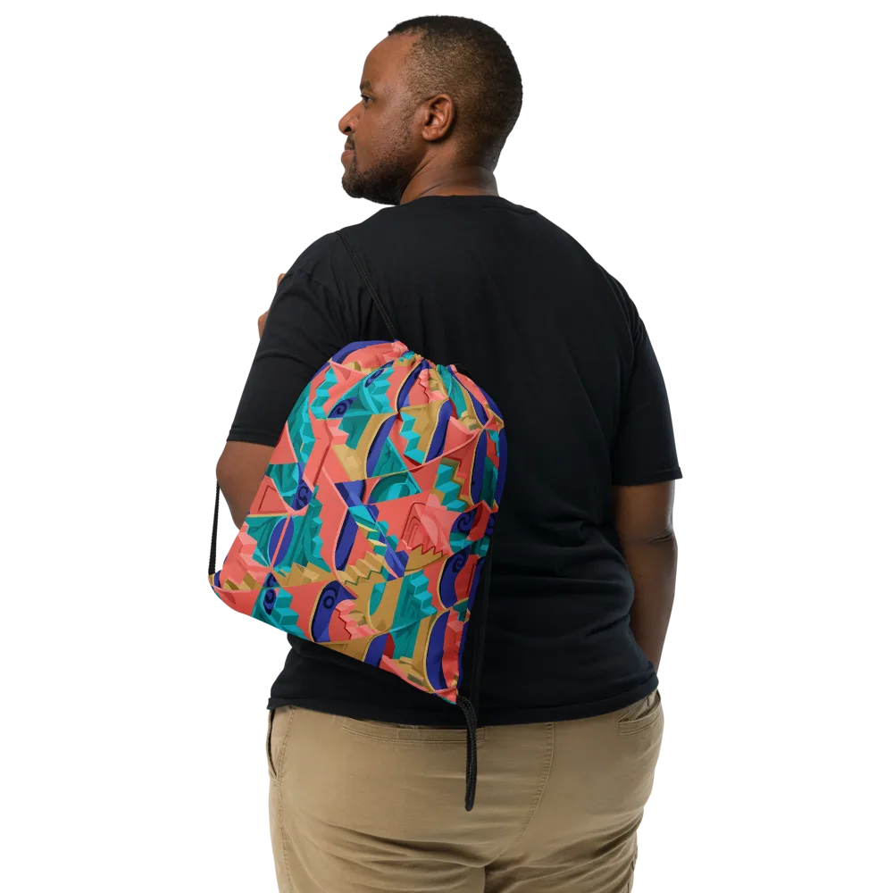 Chromatic Stairwell on Drawstring Bag — Front