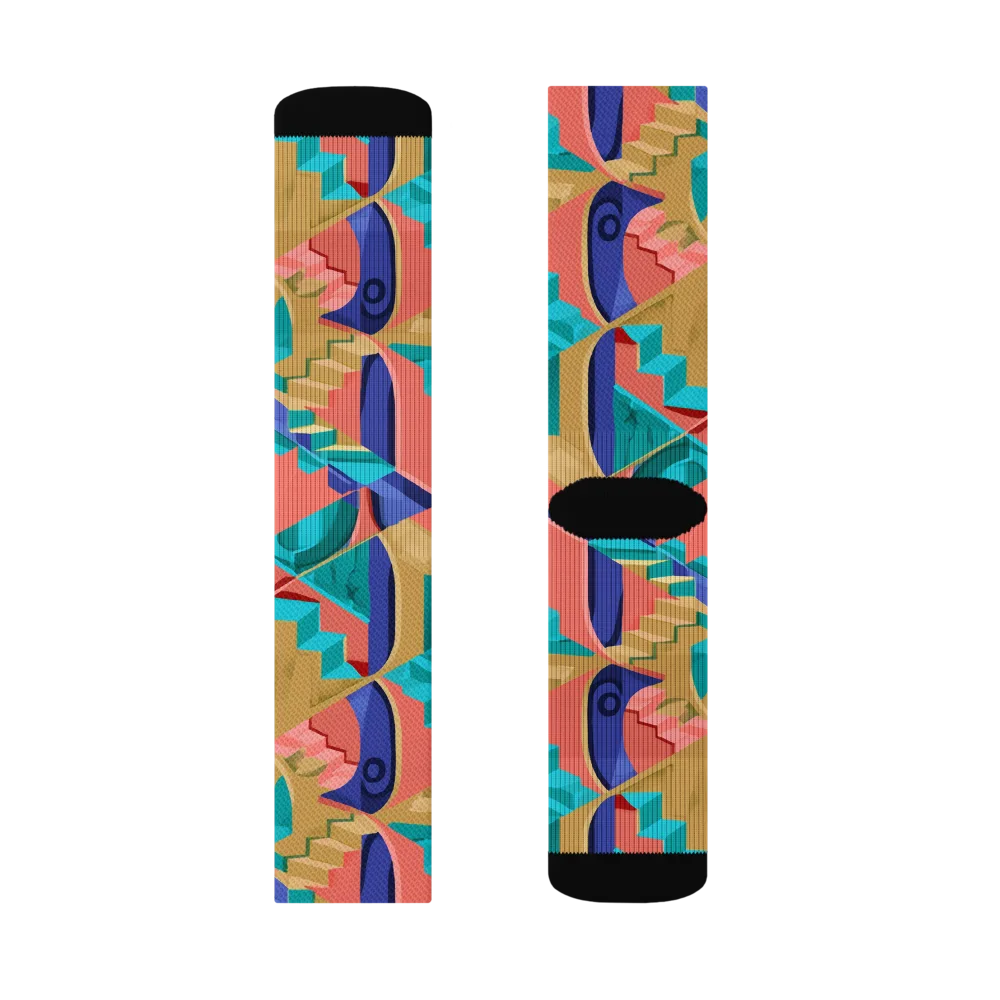 Chromatic Stairwell on Socks — Left Sock