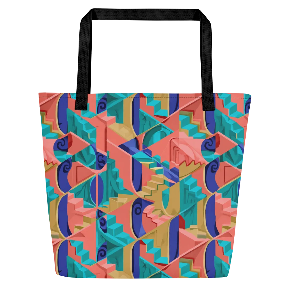 Chromatic Stairwell on Large Tote Bag W/ Pocket — Front