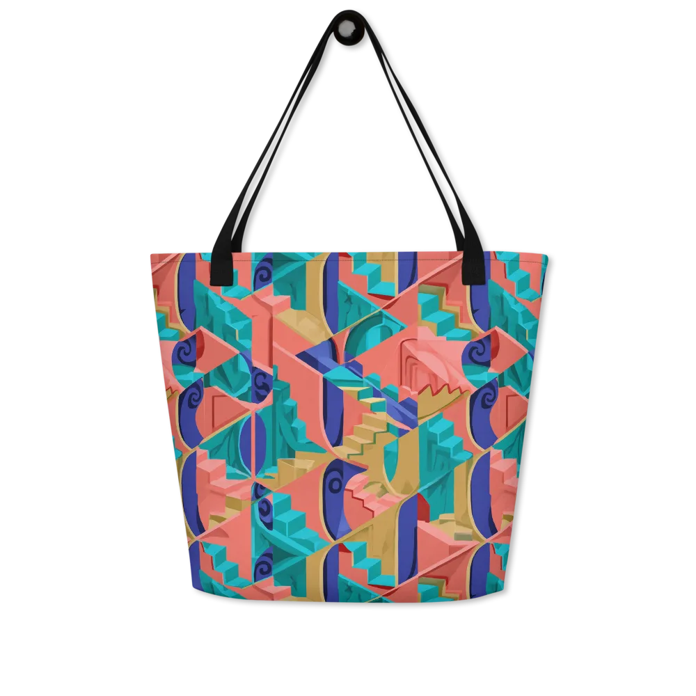 Chromatic Stairwell on Large Tote Bag W/ Pocket — Front