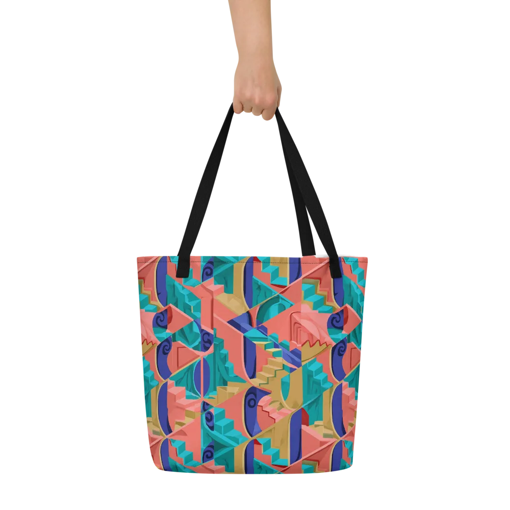 Chromatic Stairwell on Large Tote Bag W/ Pocket — Front