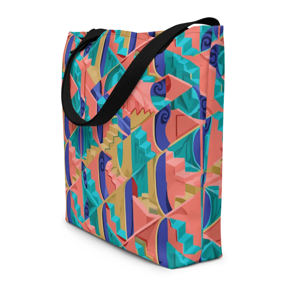 Chromatic Stairwell on Large Tote Bag W/ Pocket — Front