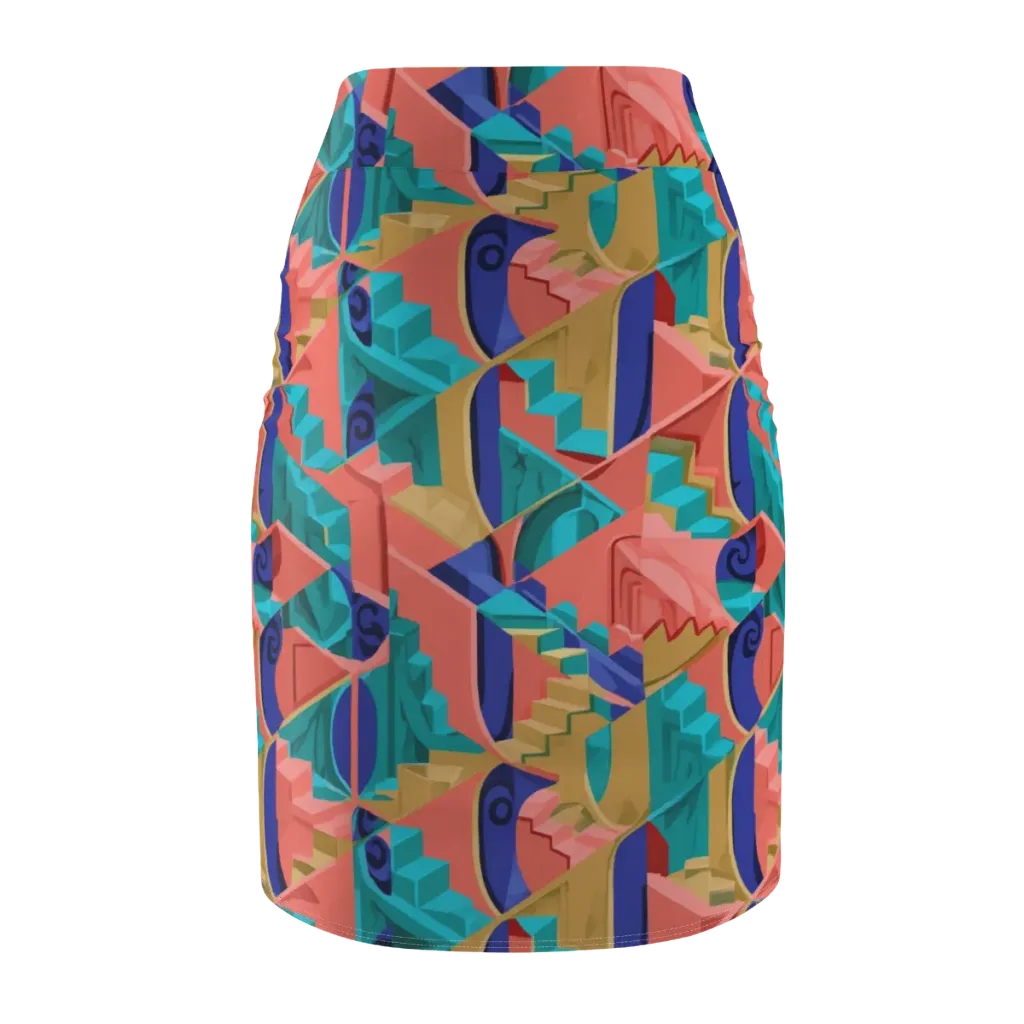 Chromatic Stairwell on Pencil Skirt — Back