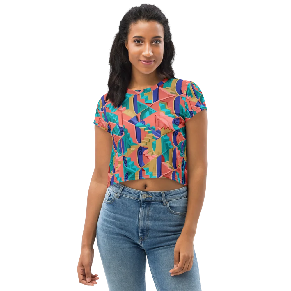 Chromatic Stairwell on Crop Tee — Front