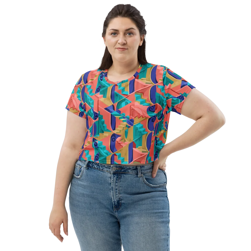 Chromatic Stairwell on Crop Tee — Front