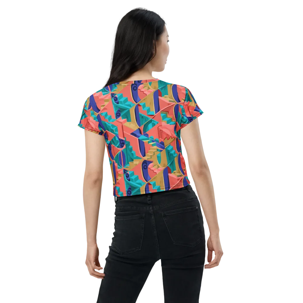 Chromatic Stairwell on Crop Tee — Back