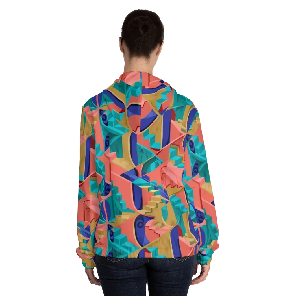Chromatic Stairwell on Women's Full-Zip Hoodie — Back On Person
