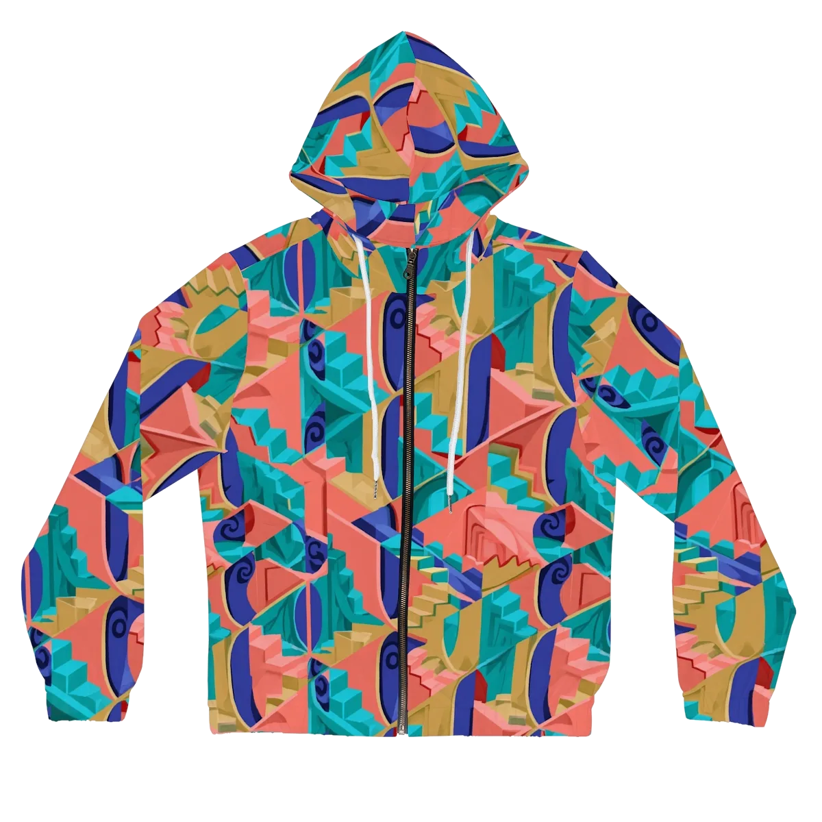 Chromatic Stairwell on Women's Full-Zip Hoodie — Front