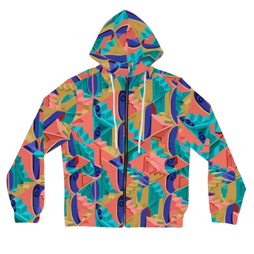 Chromatic Stairwell on a Women's Full-Zip Hoodie