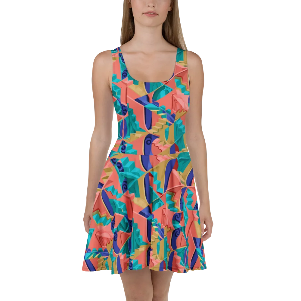 Chromatic Stairwell on Skater Dress — Front