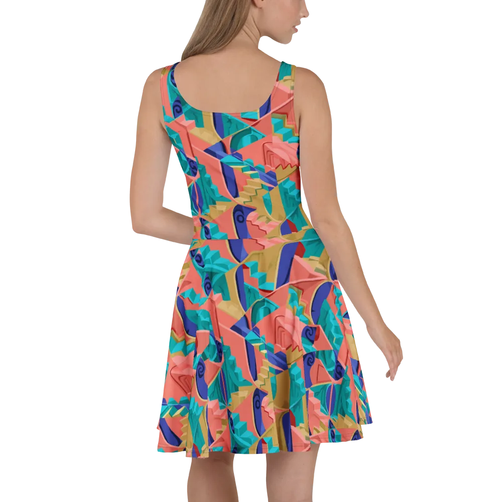 Chromatic Stairwell on Skater Dress — Back