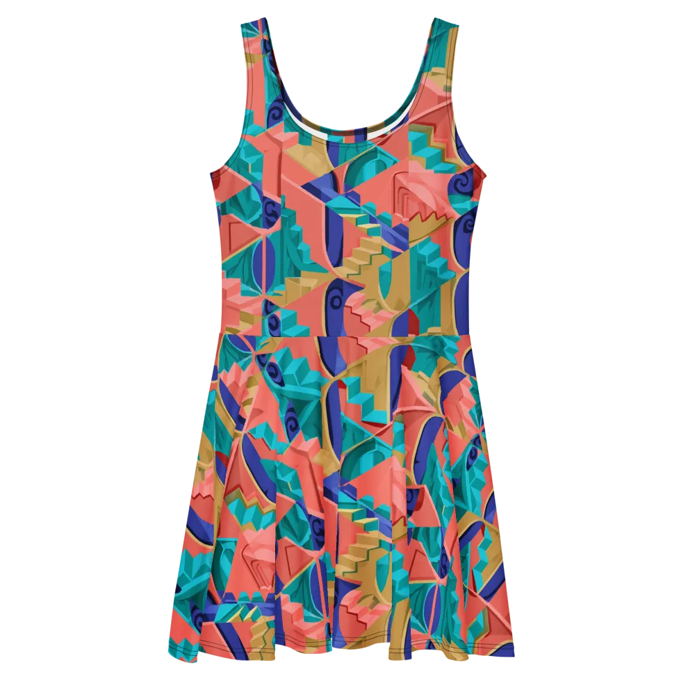 Chromatic Stairwell on Skater Dress — Front