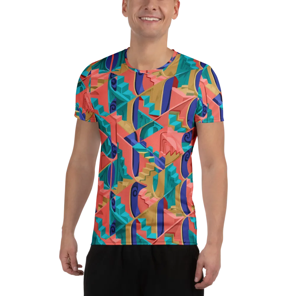 Chromatic Stairwell on Men's Athletic T-Shirt — Front