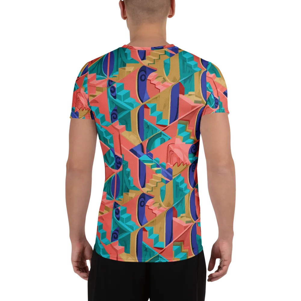Chromatic Stairwell on Men's Athletic T-Shirt — Back