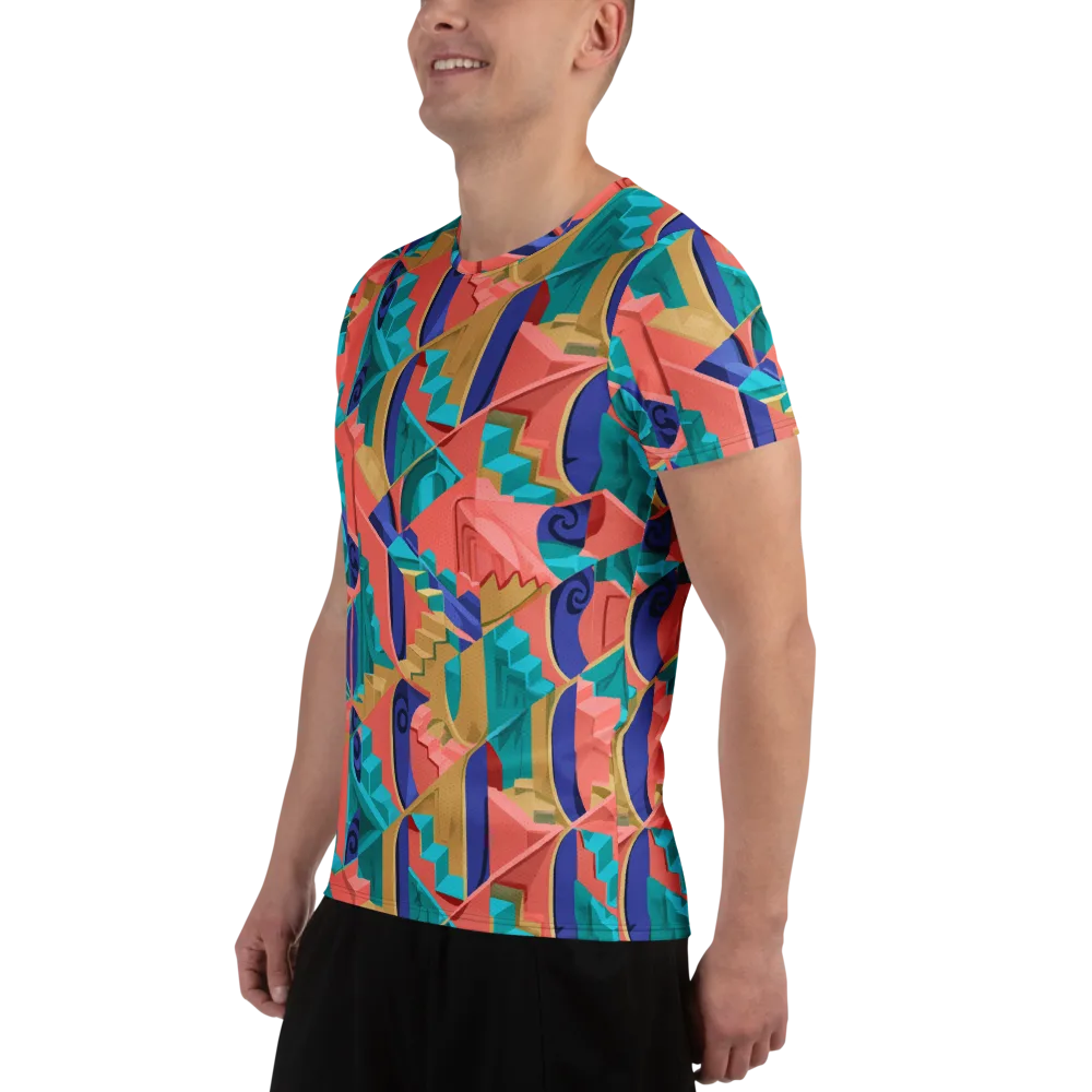 Chromatic Stairwell on Men's Athletic T-Shirt — Left